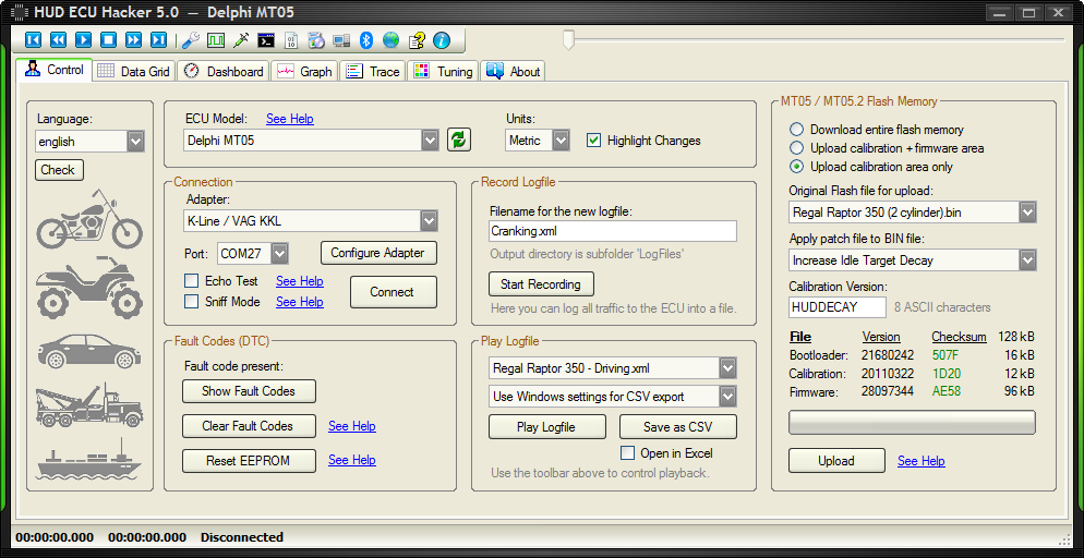 HUD ECU Hacker Screenshot - Control
